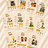 Adjectives & Opposites Cards – German adjectives and opposites cards for kids, learning materials | Kinderwelt Akademie
