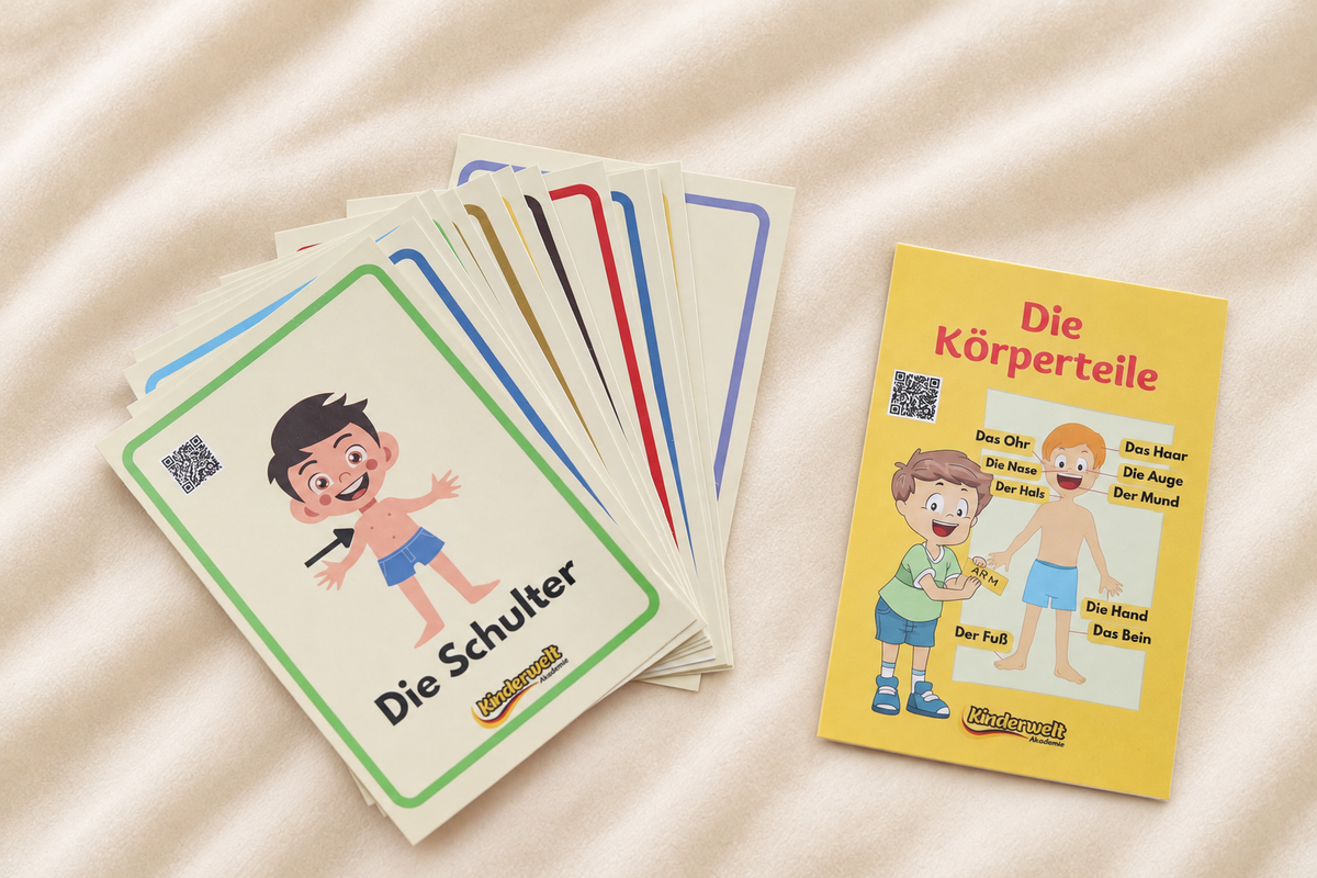 Body Parts Flash Cards – German vocabulary flash cards for kids | Kinderwelt Akademie