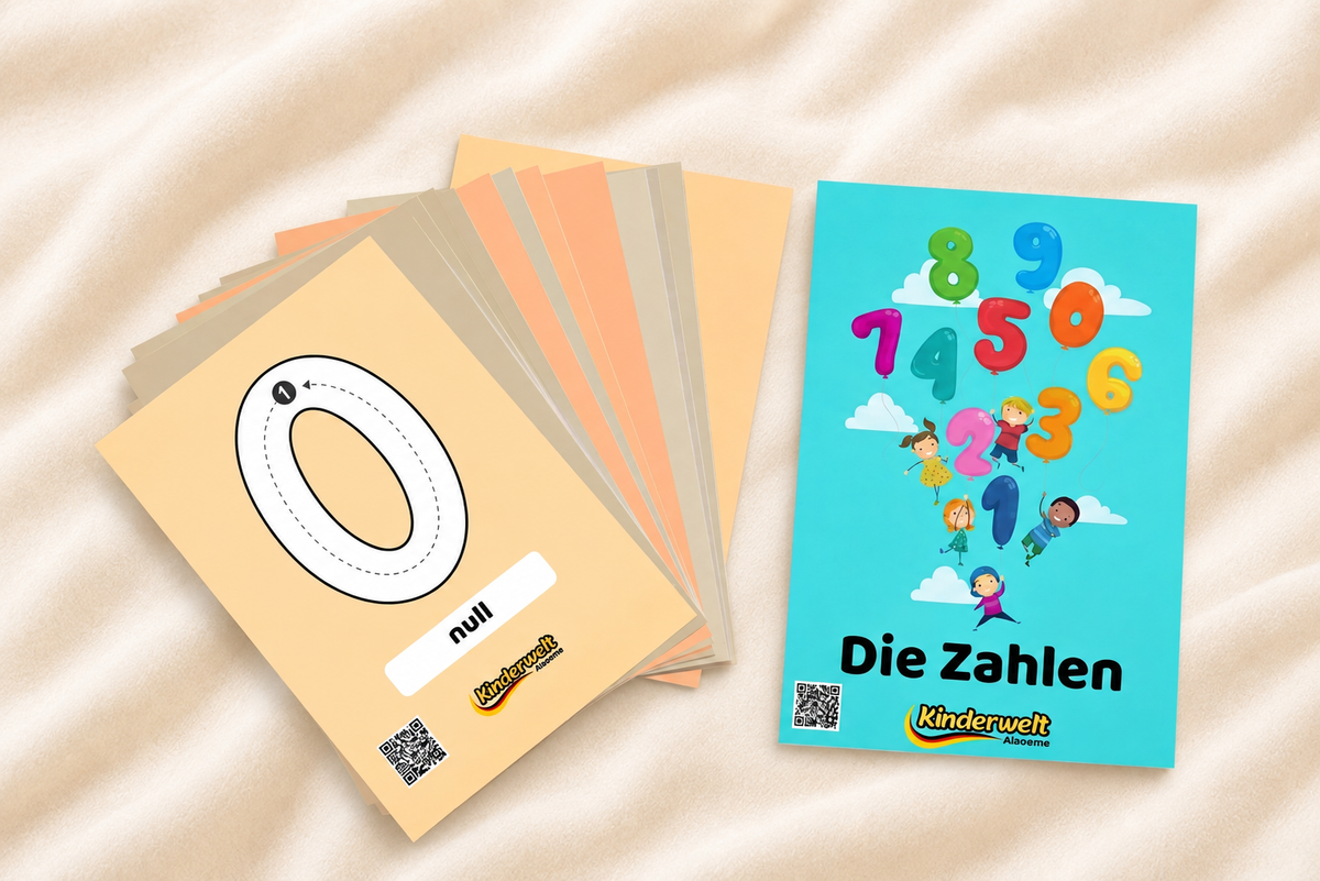 Numbers 0–20 Flash Cards – German vocabulary flash cards for kids | Kinderwelt Akademie