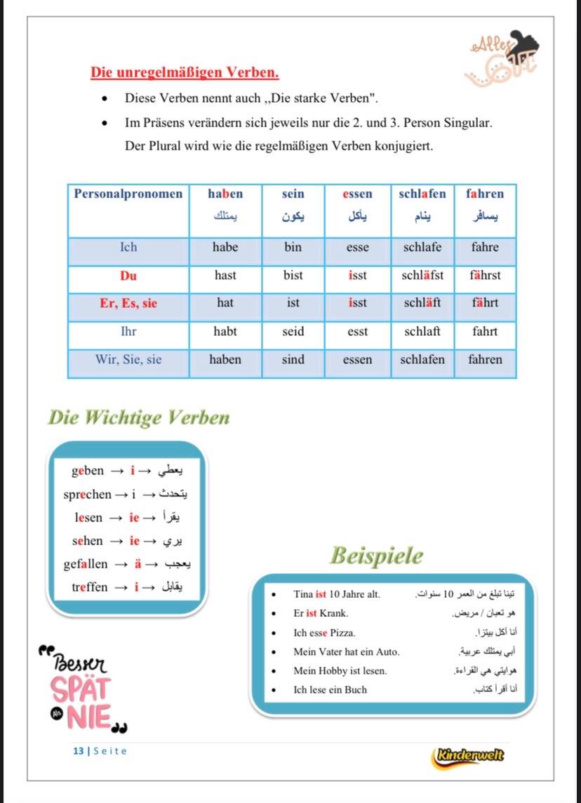A1 Explanations & Exercises Book – German learning book for kids, content preview | Kinderwelt Akademie