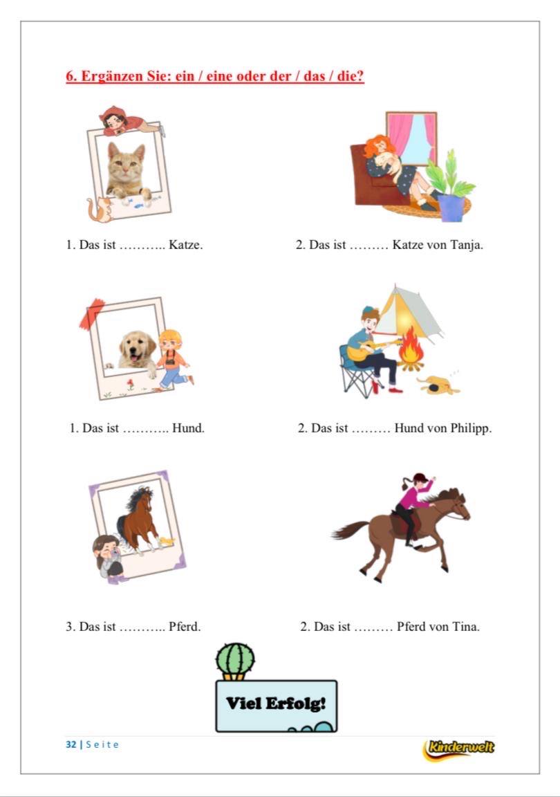 A1 Explanations & Exercises Book – German learning book for kids, additional view | Kinderwelt Akademie