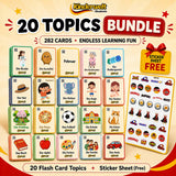 20-Topic Flash Card Pack + Free Sticker Sheet – German vocabulary flash cards for kids | Kinderwelt Akademie