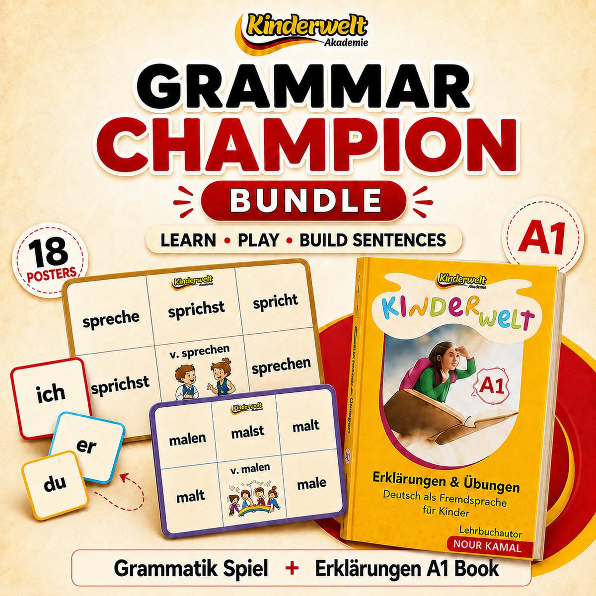 German Grammar Champion Bundle – German learning bundle for kids | Kinderwelt Akademie