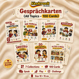 Complete Conversation Cards – 100 Cards – German conversation cards for kids | Kinderwelt Akademie