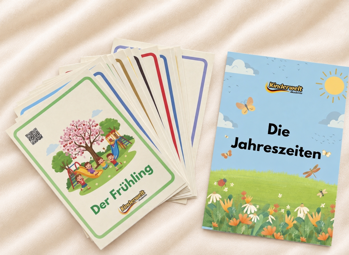 Seasons Flash Cards – German vocabulary flash cards for kids | Kinderwelt Akademie
