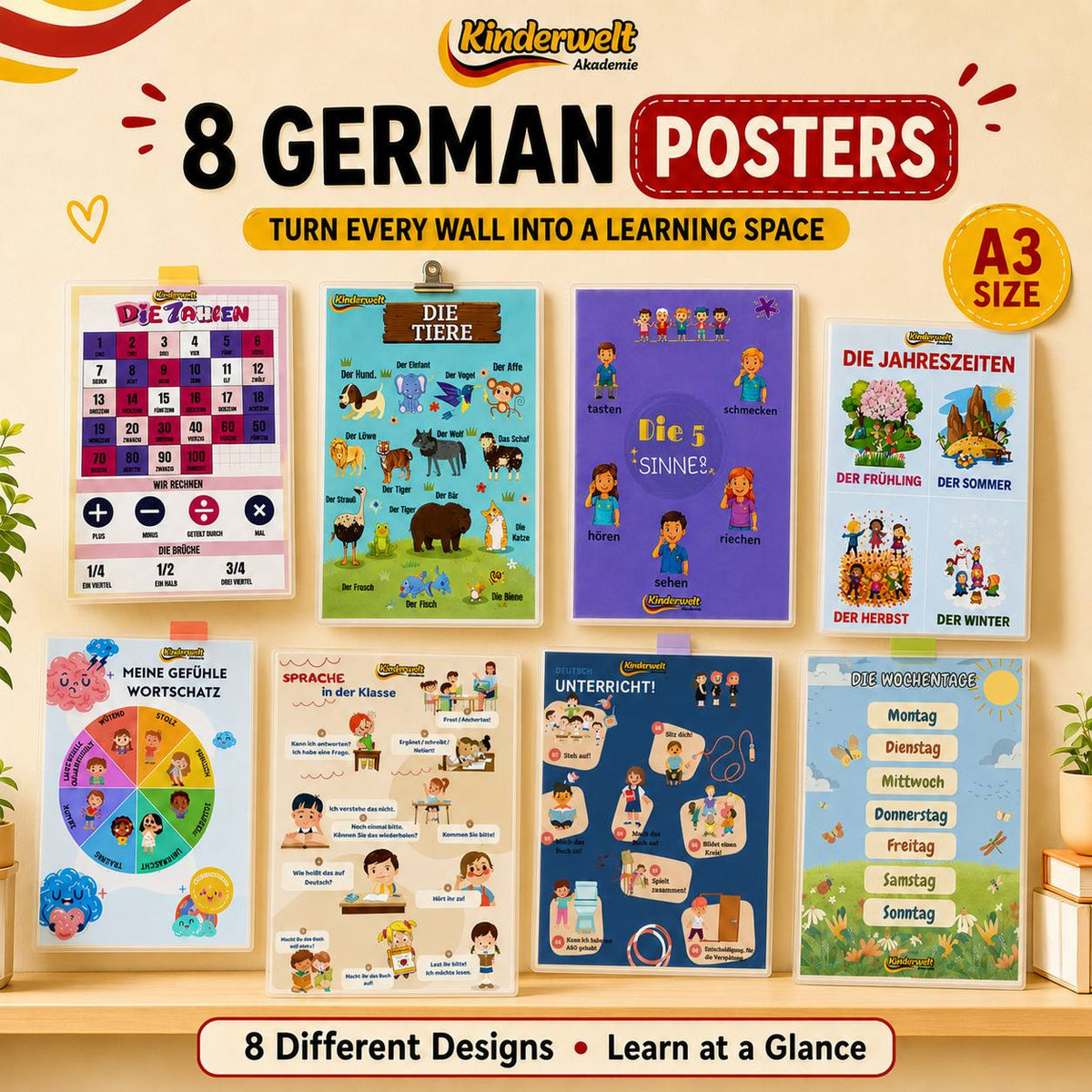 Kinderwelt A3 Posters – German educational A3 posters for kids | Kinderwelt Akademie