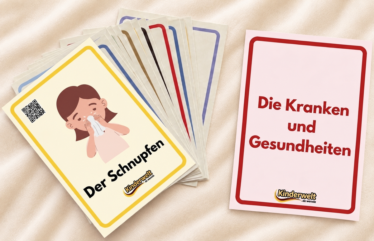 Health & Illness Flash Cards – German vocabulary flash cards for kids | Kinderwelt Akademie