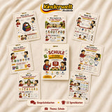 School Conversation Cards – German conversation cards for kids, product overview | Kinderwelt Akademie