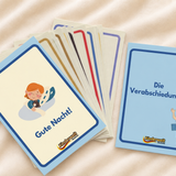 Farewells Flash Cards – German vocabulary flash cards for kids | Kinderwelt Akademie