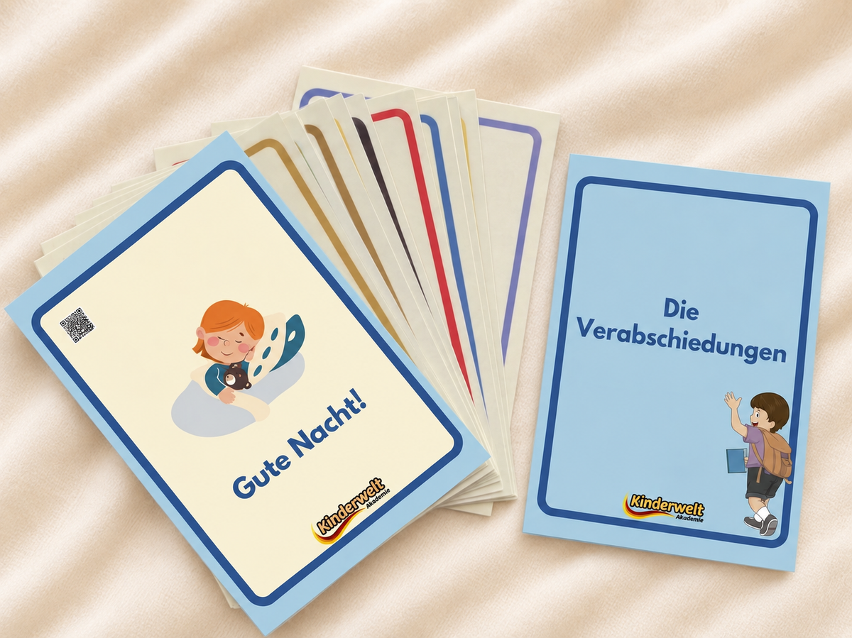 Farewells Flash Cards – German vocabulary flash cards for kids | Kinderwelt Akademie