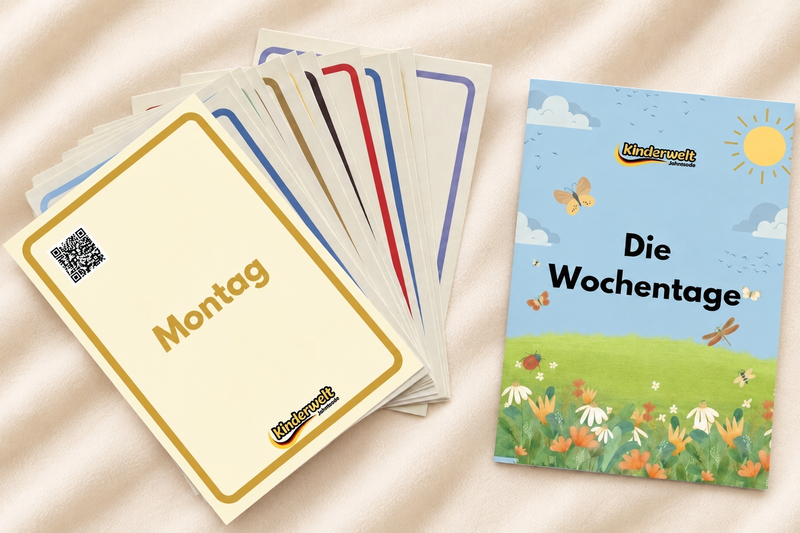 Days of the Week Flash Cards – German vocabulary flash cards for kids | Kinderwelt Akademie